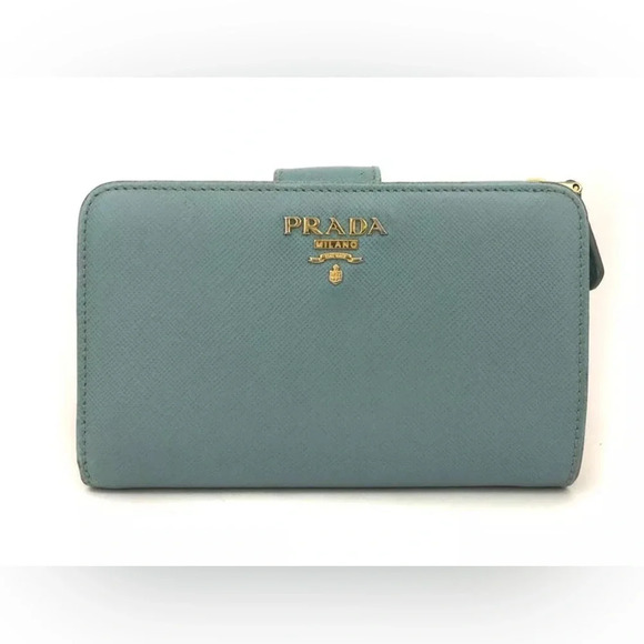 Prada Handbags - Vintage Turquoise Prada Saffiano Leather Bifold Wallet